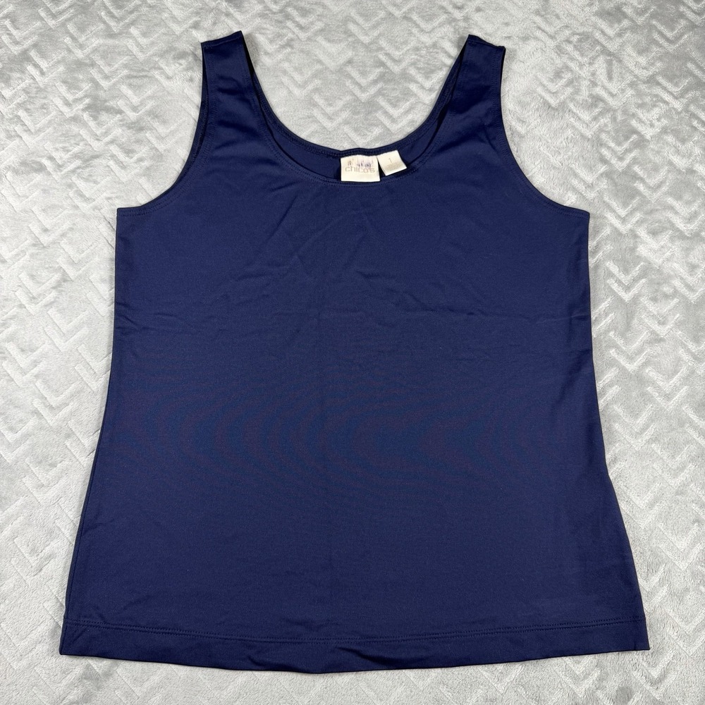 Chico's Women's Tank Top Size Medium (1) Midnight Blue Dressy Blouse - Picture 1 of 5